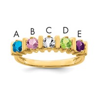 14K Yellow Gold Genuine 5 Stone Mother's Ring view 1