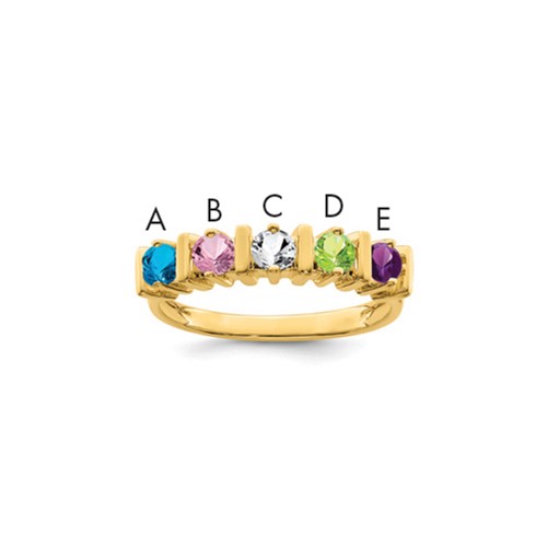14K Yellow Gold Genuine 5 Stone Mother's Ring