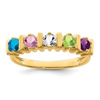 14K Yellow Gold Genuine 5 Stone Mother's Ring view 2