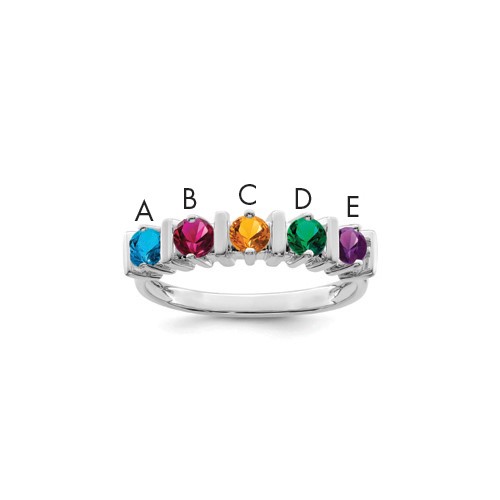 14K White Gold Synthetic Family Jewelry Ring