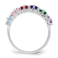 Sterling Silver Rhodium-plated Synthetic 6 Stone Mother's Ring view 3
