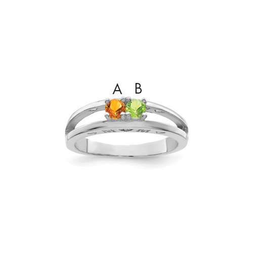 Sterling Silver Rhodium-plated 3mm Synthetic Family Jewelry Ring