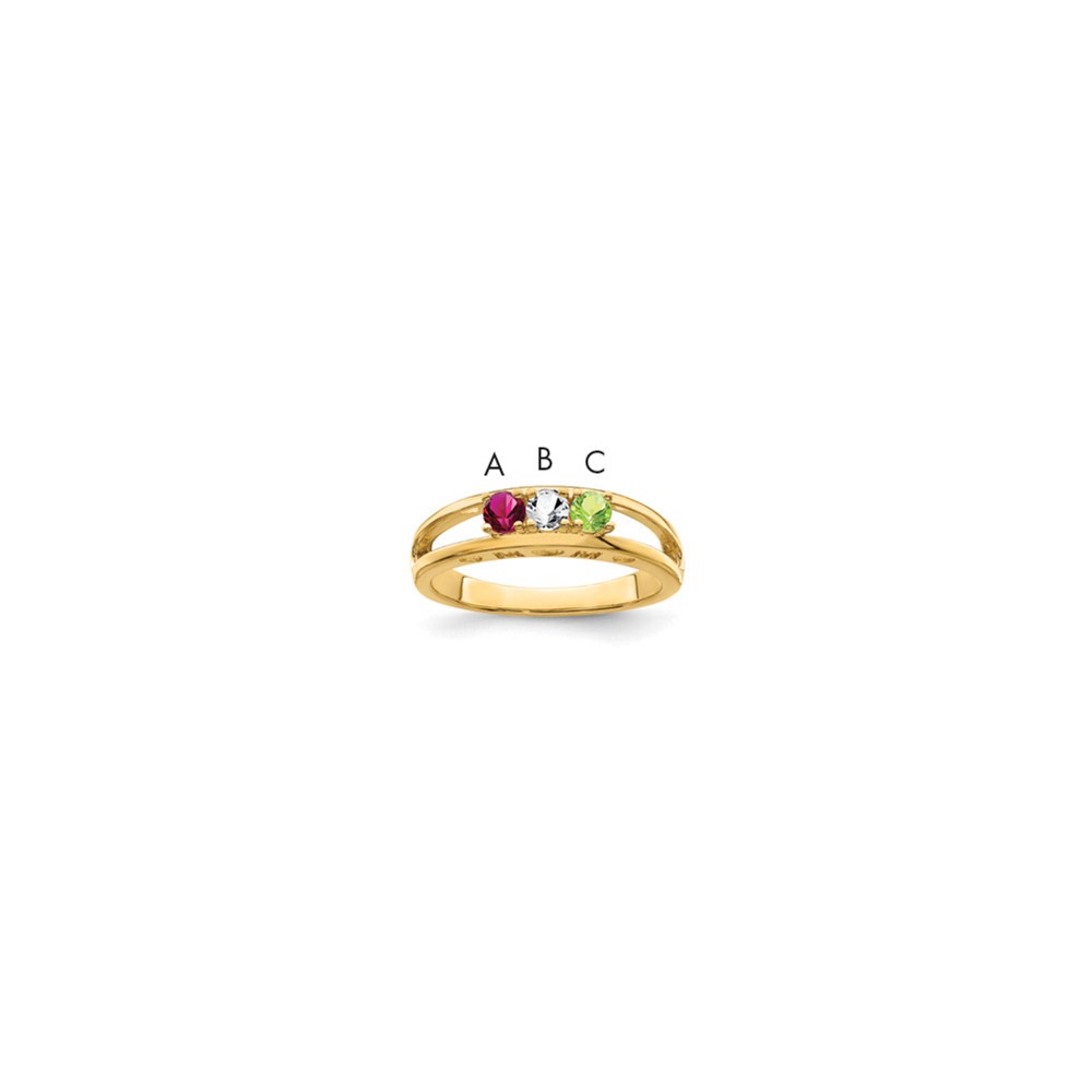14K 3mm Yellow Gold Synthetic Family Jewelry Ring