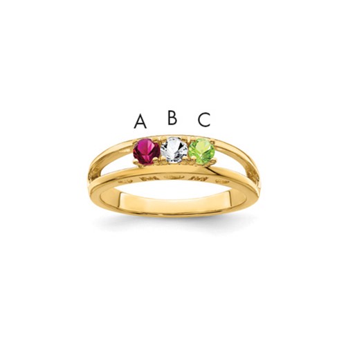 14K 3mm Yellow Gold Synthetic Family Jewelry Ring