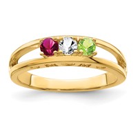 14K 3mm Yellow Gold Synthetic Family Jewelry Ring view 2