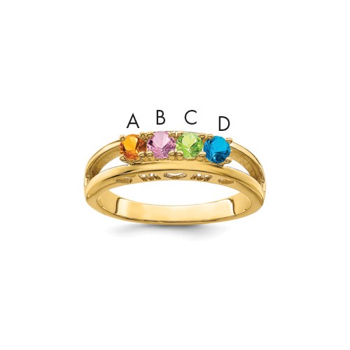 14K 3mm Yellow Gold Synthetic Family Jewelry Ring