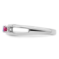 14K White Gold 3mm Synthetic Family Jewelry Ring view 4