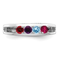 14K White Gold 3mm Synthetic Family Jewelry Ring view 5