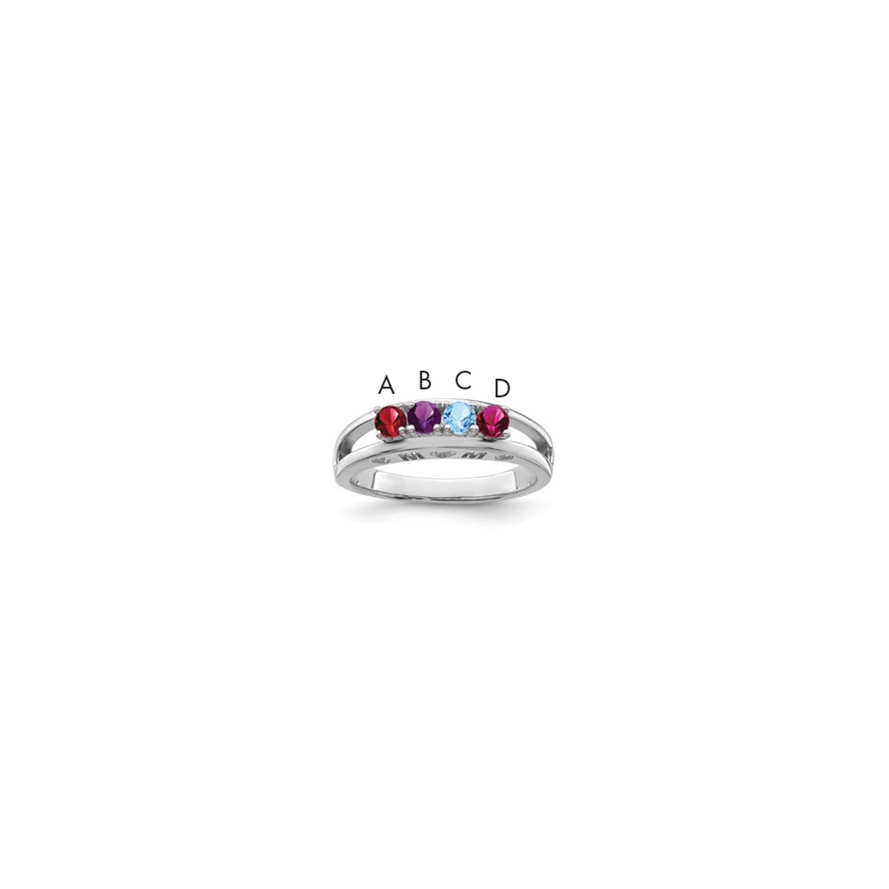 14K White Gold 3mm Synthetic Family Jewelry Ring
