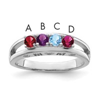 14K White Gold 3mm Synthetic Family Jewelry Ring view 1