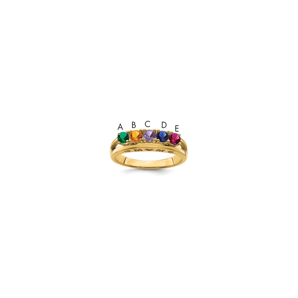 14K 3mm Yellow Gold Synthetic Family Jewelry Ring