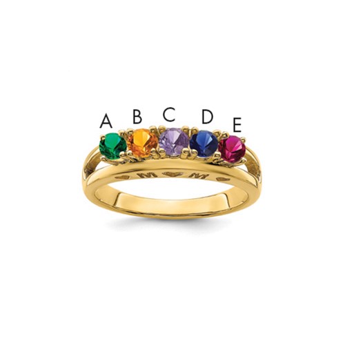 14K 3mm Yellow Gold Synthetic Family Jewelry Ring