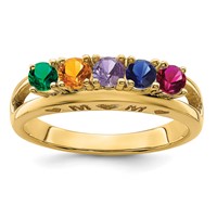 14K 3mm Yellow Gold Synthetic Family Jewelry Ring view 2