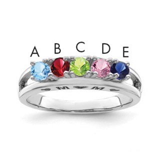 10k White Gold 3mm Synthetic Family Jewelry Ring