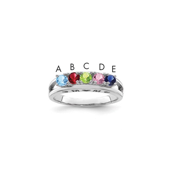 10k White Gold 3mm Synthetic Family Jewelry Ring