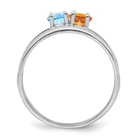 Sterling Silver Rhodium-plated Synthetic 2 Stone Mother's Ring view 3