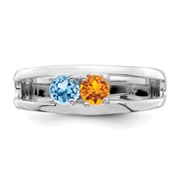Sterling Silver Rhodium-plated Synthetic 2 Stone Mother's Ring view 5