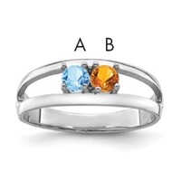 Sterling Silver Rhodium-plated Synthetic 2 Stone Mother's Ring view 1