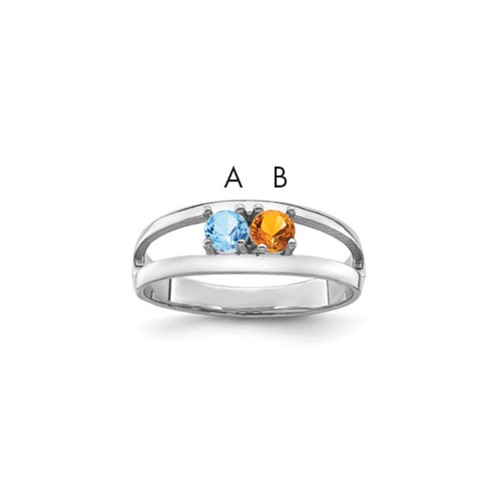 Sterling Silver Rhodium-plated Synthetic 2 Stone Mother's Ring