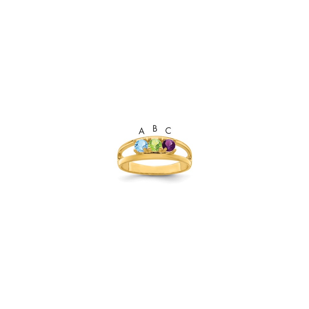 14K Yellow Gold Synthetic Family Jewelry Ring