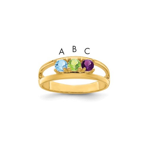 14K Yellow Gold Synthetic Family Jewelry Ring