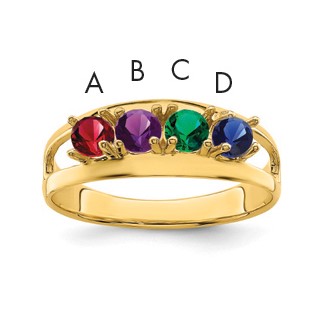 Sterling Silver Gold-plated Synthetic 4 Stone Mother's Ring