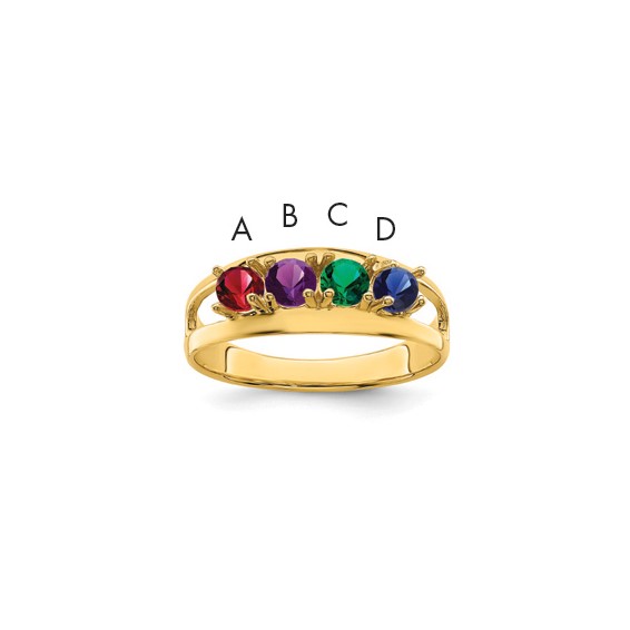 Sterling Silver Gold-plated Synthetic 4 Stone Mother's Ring