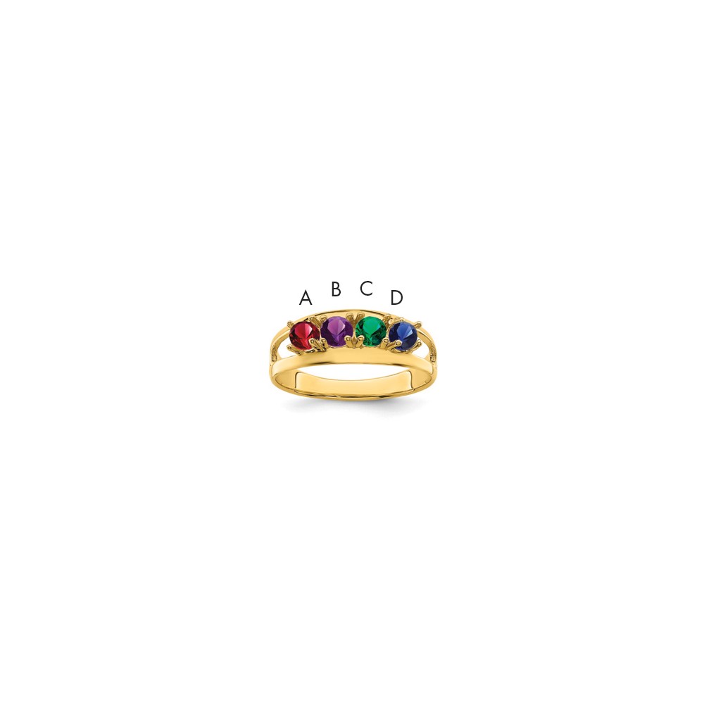 14K Yellow Gold Genuine 4 Stone Mother's Ring