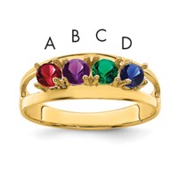14K Yellow Gold Genuine 4 Stone Mother's Ring view 1