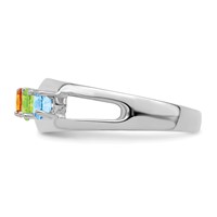 14K White Gold Synthetic Family Jewelry Ring view 4