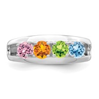 14K White Gold Synthetic Family Jewelry Ring view 5