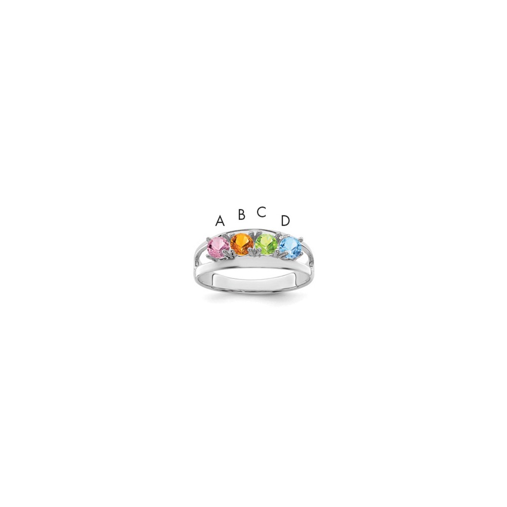 14K White Gold Synthetic Family Jewelry Ring