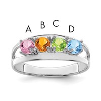 14K White Gold Synthetic Family Jewelry Ring view 1