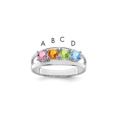 14K White Gold Synthetic Family Jewelry Ring