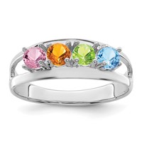 14K White Gold Synthetic Family Jewelry Ring view 2