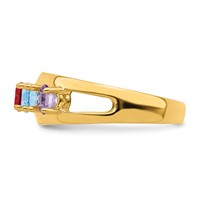 14K Yellow Gold Genuine 5 Stone Mother's Ring view 4