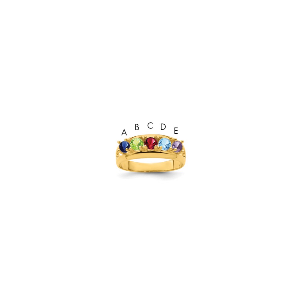 14K Yellow Gold Genuine 5 Stone Mother's Ring
