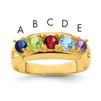 14K Yellow Gold Genuine 5 Stone Mother's Ring view 1