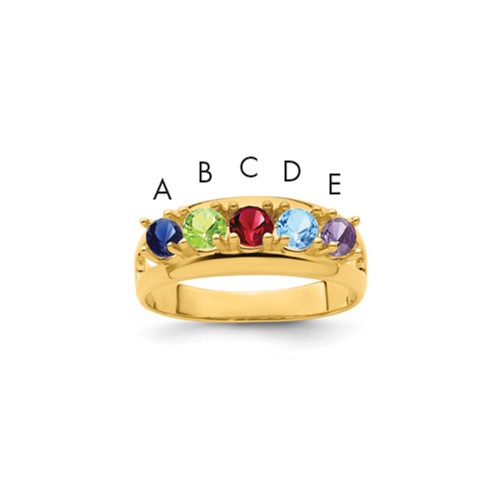 14K Yellow Gold Genuine 5 Stone Mother's Ring