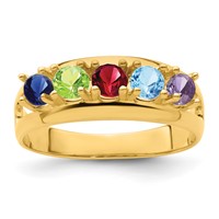 14K Yellow Gold Genuine 5 Stone Mother's Ring view 2