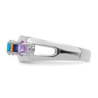 14K White Gold Genuine 5 Stone Mother's Ring view 4