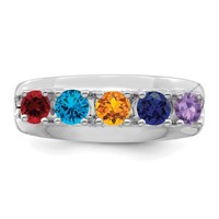 14K White Gold Genuine 5 Stone Mother's Ring view 5