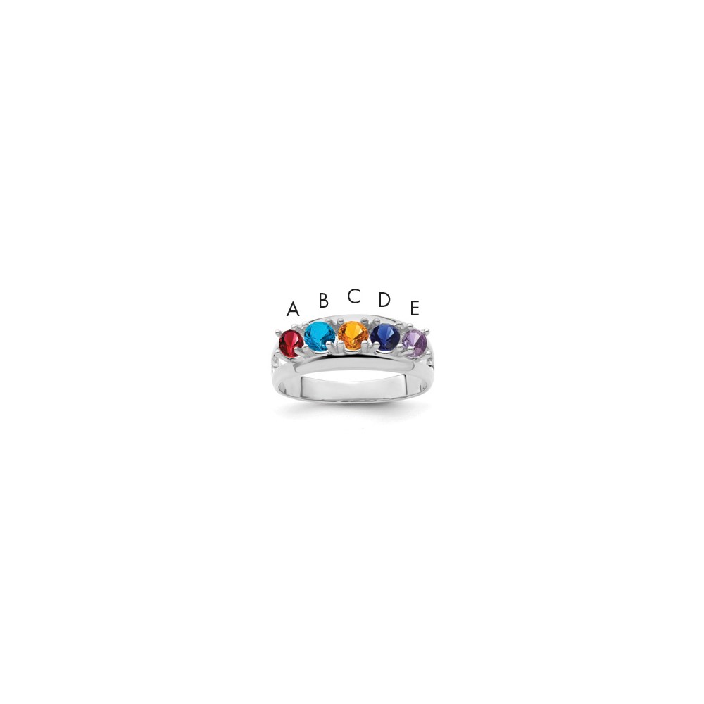 14K White Gold Genuine 5 Stone Mother's Ring