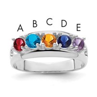 14K White Gold Genuine 5 Stone Mother's Ring view 1