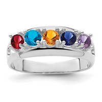14K White Gold Genuine 5 Stone Mother's Ring view 2