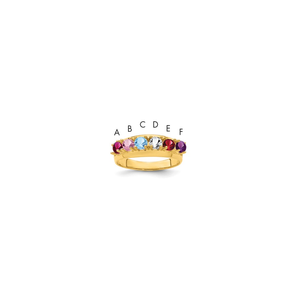 14K Genuine 6 Stone Mother's Ring