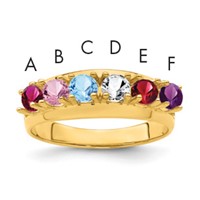 14K Genuine 6 Stone Mother's Ring view 1