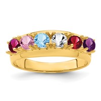 14K Genuine 6 Stone Mother's Ring view 2