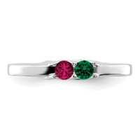 Sterling Silver Rhodium-plated Synthetic 2 Stone Mother's Ring view 5