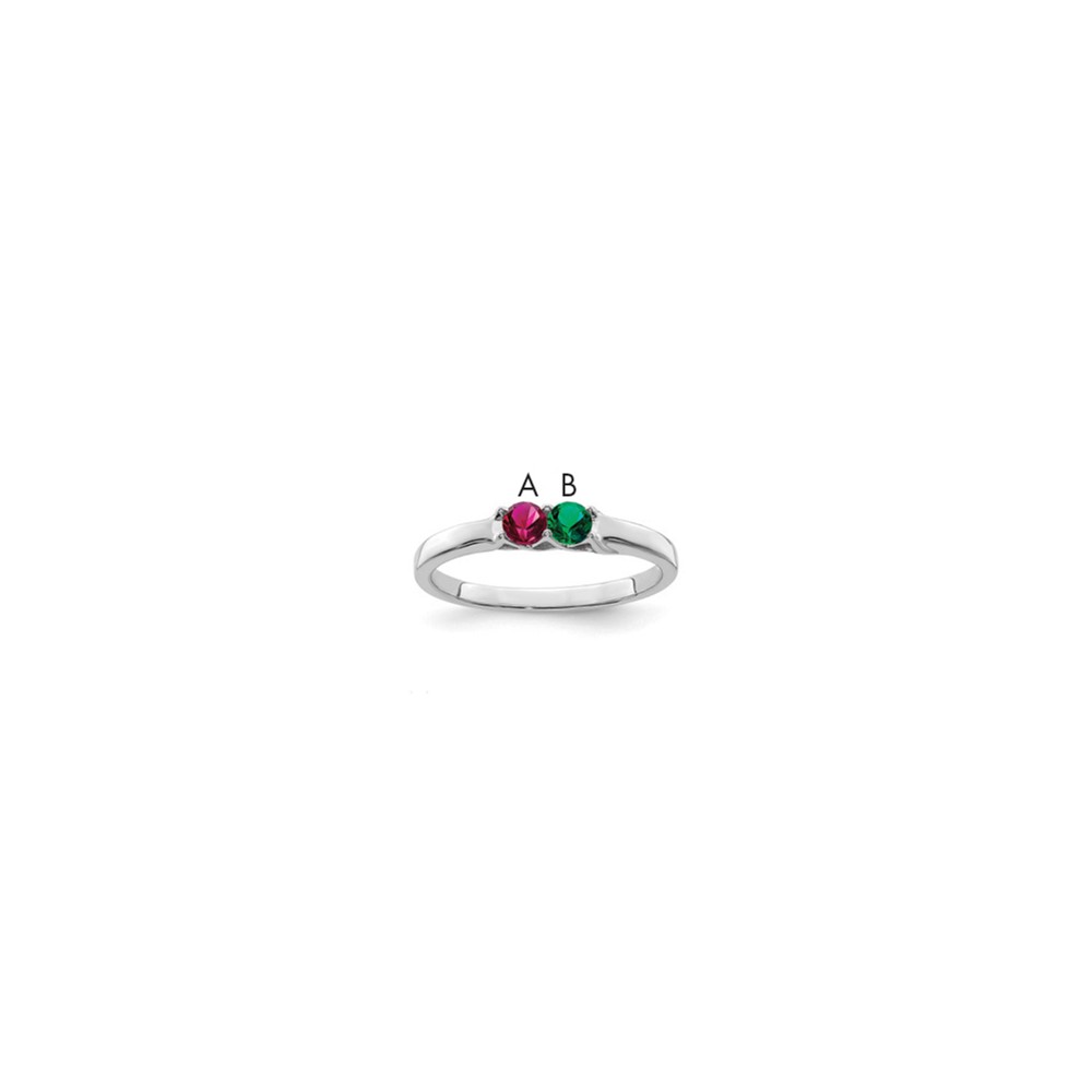Sterling Silver Rhodium-plated Synthetic 2 Stone Mother's Ring